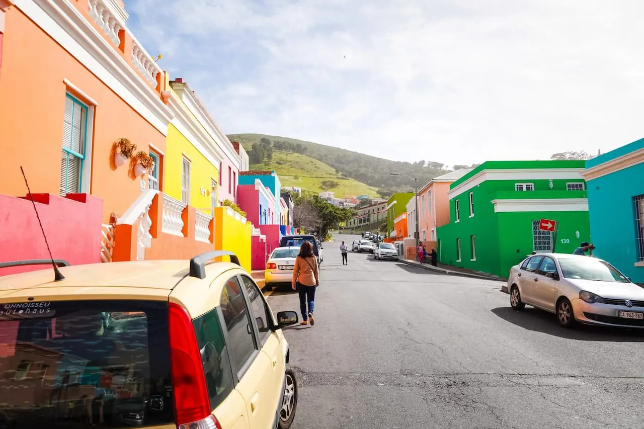 Casas coloridas do bairro Bo-Kaap na Cidade do Cabo